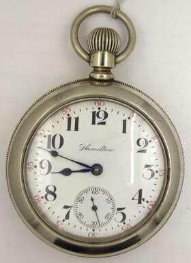 1923 Hamilton K140 924 Size 18s 17 Jewel Pocket Watch In Unmarked Base Metal Case