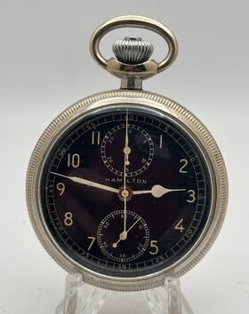 P20449 Hamilton Pocket Watch Model 23 Chronograph Wwii Military Issue Runs