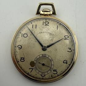 Watch-wadsworth-h279379 Hamilton 17j Grade 917 Vintage Pocket Watch 14k Gold Filled Case / Working