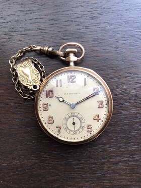 10898280 Hampden Minute Man 17 Jewel 12s Pocket Watch Dueber 25 Year Gold Filled Nr