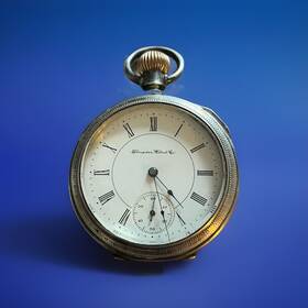 1092634 Hampden Antique Mans Pocket Watch Champion Canton Ohio Serial #1092634