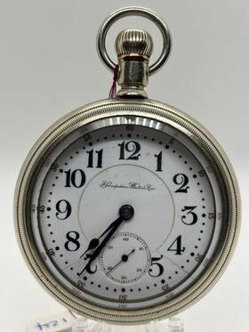 1205015 Hampden Special Railway 23 Jewel Size 18 Nickel Case Pocket Watch Runs