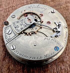 170184 Hampden 18s Railway Springfield Ma. Serial # Rare Pocket Watch Movement