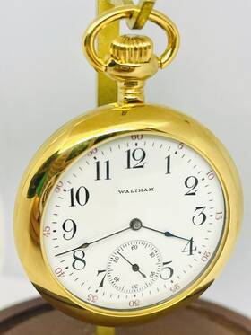 19291577 Hampden Beautiful Waltham 12s Grade No. 210 Display Pocket Watch Runs