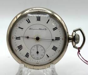 2072926 Hampden Inch Wm. Mckinley 17 Jewel Size 16 Nickeloid Sidewinder Pocket Watch Runs