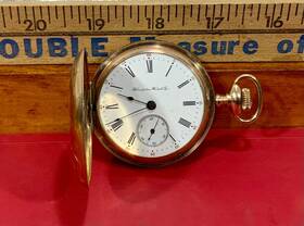 2459450 Hampden Antique 1908 Pocket Watch - Gold Filled Double Hunter 18s 17j No.44