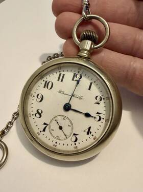 2523228 Hampden Antique 1908 Grade 64 M3 Size 18 17j Pocket Watch Works And Fob