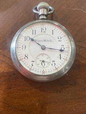 2751286 Hampden Antique Pocket Watch 21j Special Railway Engraved Horse Coin Silver Case