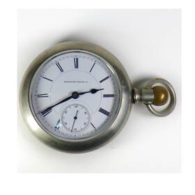 348790 Hampden 18 Size 15j Lafayette Pocket Watch Silverode Silver Case Runs