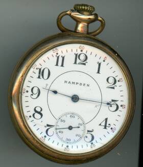 350752 Hampden 1919 Gents 15j 16s 20y Gp Wadsworth Pocket Watch # 109 Repair
