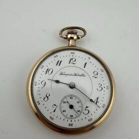 4070-1 Hampden 1912 17j 12s Grade No.310 Open-faced Gold Filled Pocket Watch - Works