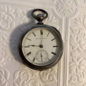 57165 Hampden Antique Pocket Watch Newport Coin Silver #57165 Parts/repair 1889