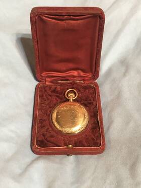 589316 Hampden 14k Solid Gold Double Hunter Pocket Watch Not Running. 60 Grams