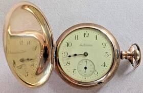 6059143 Hampden 1906 Pocket Watch 12s Gold Filled Full Hunter Case Rare Lantonian Dial