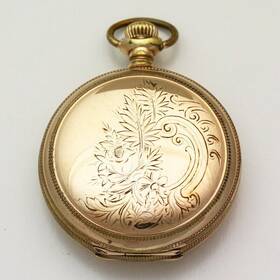 616999 Hampden Model 2 15 Jewel 18 Size Gold Filled Full Hunter Pocket Watch Ca. 1890