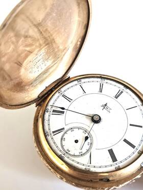 817655 Hampden Antique 1894 Dueber Champion 14k Gold Watch Pocket Serial #817655