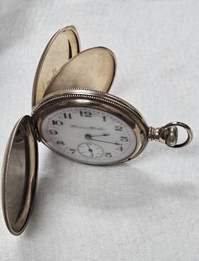 884-6 Hampden Rare Chinese Fancy Case Genftl Stark Dial Goldfilled Pocket Watch