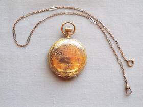 991028 Hampden Antique 1896 6s Pocket Watch 7 Jewel 10k Gold Fill Keystone Hunter Case