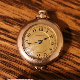 99296 Hampden Molly Stark Pocket Watch 7 Jewel Gold Filled Full Hunter Arabic Dial