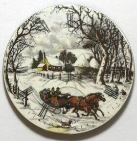 Lw424 Hampden 16 Size Winter Horse Drawn Sleigh Ride Pocket Watch Porcelain Dial