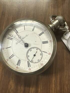 X5855 Hampton 17 Jewel Pocket Watch Oresilver Case Dueber Canton Ohio 1884