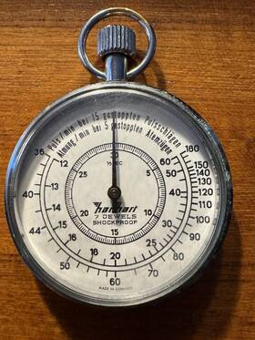 112.7001 Hanhart Pulse/breath Medical Stopwatch 7 Jewels - 1/5 Second