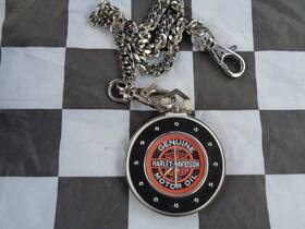 97851-98v Harley-davidson Pocket Watch France Made Movement Oil Can Motor With Chain-look Htf