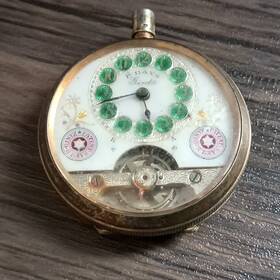779401 Hebdomas Yellow Gold Full Hunter Pocket Watch 8-day Roman Numerals Mechanical