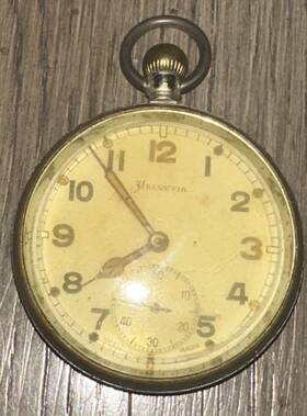 74410 Helvetia Vintage Swiss Made Pocket Watch Gstp P - In Working Condition