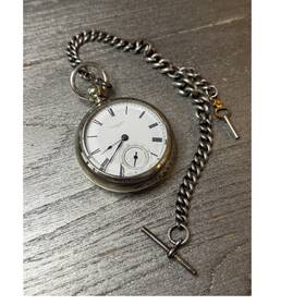 968478 Howard Bros Full Hunter Pocket Watch - Silver Case Mechanical Not Running