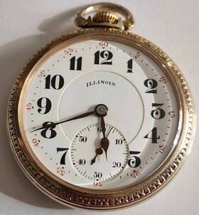 10927468 Illinois Pocket Watch 17 Jewels Rockland Springfield Double Roller 3791334
