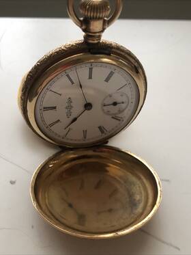 1119652 Illinois Vintage Gold Filled Pocket Watch Womens Engraved Needs Repair