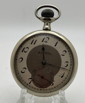 1364439 Illinois 17 Jewel Size 16 Open Face Kay Jewelry Pocket Watch Runs