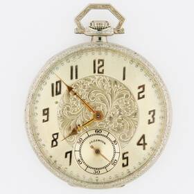 2-star Illinois Illini Grade 538 14k White Gold Engraved Case 21j 13 Size Pocket Watch