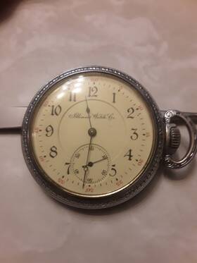 2087244 Illinois Pocket Watch C1908 16s/17j Grade 184. P 21 070. Runs Great