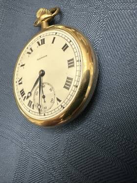 2853982 Illinois Open Faced Pocket Watch With Kiln Fired Enamel Dial Philadelphia Case