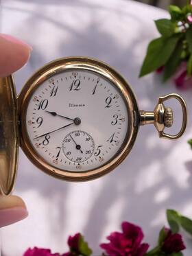 3022775 Illinois 1916 Watch Co. Gold Filled Pocket 12s 15 Jewels Hunter Case Runs
