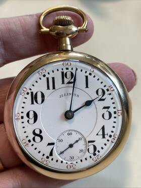 3223765 Illinois 706 Pocket Watch 1918 17 Jewels Railroad Style Gold Filled Case Runs