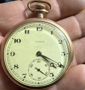 3277378 Illinois Springfield 17 Jewels Gold Filled Pocket Watch Wadsworth Case