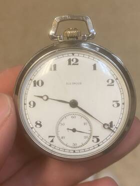 3461213 Illinois Model 1 Grade 273 17 Jewels 12s Nickel Pocket Watch 1919