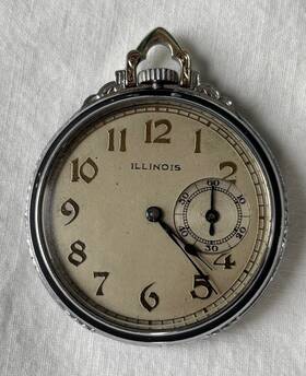 3819412 Illinois Vintage 1921 Pocket Watch 17 Jewels Serial # Still Runs