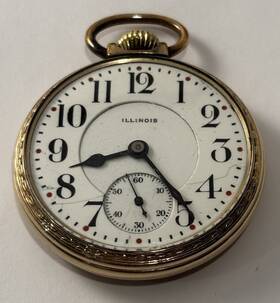 4009300 Illinois Antique Railroad Pocket Watch 21 J Capital Ser.# 4009300. Keystone Case