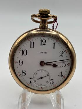 4050462 Illinois 19 Jewel Size 16 10k Gold Filled Pocket Watch Runs