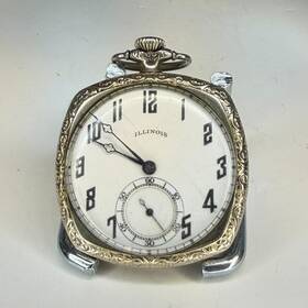 4067928 Illinois Antique 17j 12 Size Adjusted Pocket Watch Fancy Engraved Silver Case