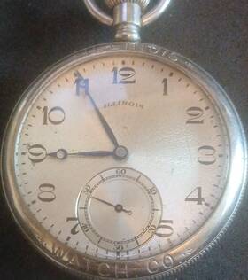 4095466 Illinois Silver Exhibition Case Pocket Watch Mechanical 21 Jewels Vintage