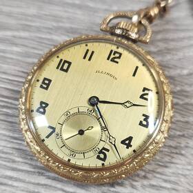 4373057 Illinois 1922 Roosevelt Art Deco Model 3 19j 12s 14k Gf Pocket Watch With Chain