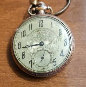4391728 Illinois 17 Jewels Gold Filled Pocket Watch Mechanical Arabic Numerals