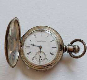 459218 Illinois Watch Co. 1883 Pocket Model 2 18s Coin Silver Hunter Case