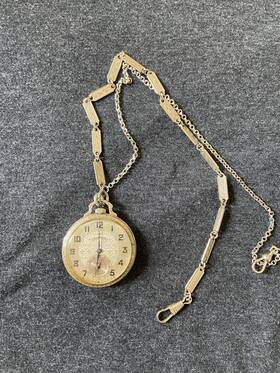 4944186 Illinois 1926 17j 14k-gf 12s Pocket Watch - Sn Grd 405 Matching Chain