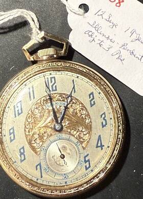 4958414 Illinois 12 Size 19 Jewel A. Lincoln Open Face Pocket Watch